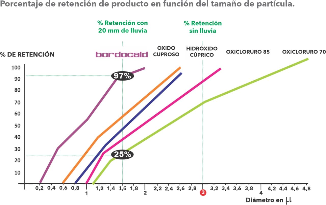 Gráfico de retención por tamaño de partícula - BORDOCALD